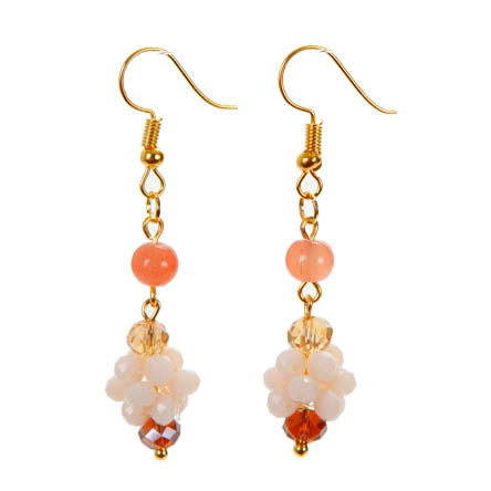 Aretes Con Rondeles Miel/Topacio/Marfil