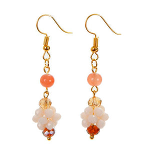 Aretes Con Rondeles Miel/Topacio/Marfil