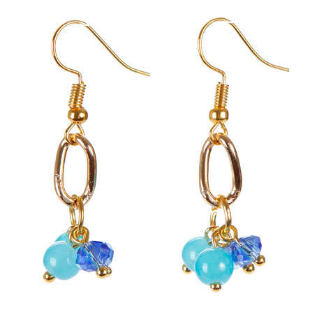 Aretes Con Rondel Y Cuenta Azul