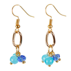 Aretes Con Rondel Y Cuenta Azul