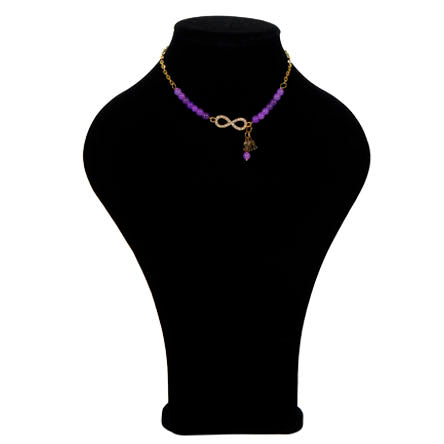 Collar Con Dije Infinito Y Elefante Lila