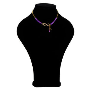 Collar Con Dije Infinito Y Elefante Lila