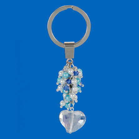 Llavero De Perlas Con Corazón De Cristal