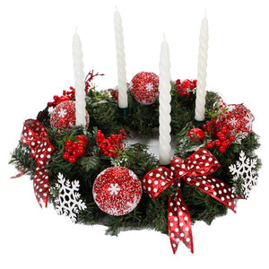 Candelabro De Pino Con Copos Y Esfera Fina