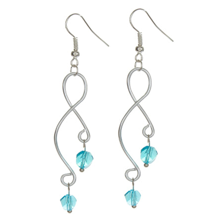 Aretes Cuenta Cristal Azul