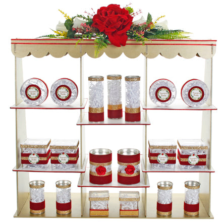 Mueble Recuerdos Boda Rojo Blanco