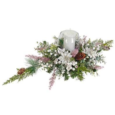 Fantasías Miguel Clave:SR1132 Centro De Mesa Navideño Rosa/Blanco