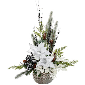 Arreglo Navidad Blanco Plata Piñas
