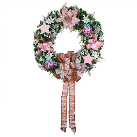 Corona De Pared Nochebuenas Rosa
