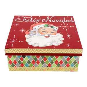 Caja Santa Con Copos Feliz Navidad