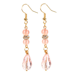 Aretes Colgante Coral Con Cuenta Gota