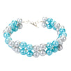 Fantasías Miguel Clave:SR465 Pulsera Blanco-Azul Doble Con Perlas