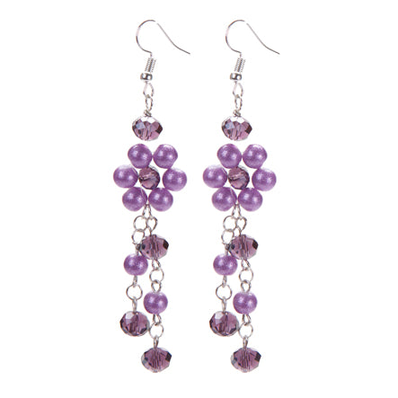 Aretes Colgantes Con Perlas Destellos Lavanda