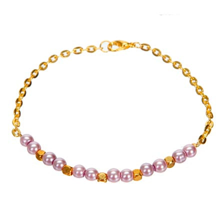 Pulsera Con Perlas Y Cubos Oro