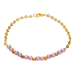 Pulsera Con Perlas Y Cubos Oro