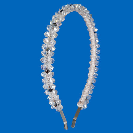 Diadema Con Cristal Escalera Plata