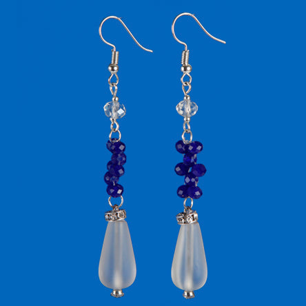 Aretes  Con Gota De Cristal Y Rondel Facetado