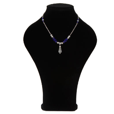 Fantasías Miguel Clave:SZ136 Collar Con Cristal Gota Y Rondel Azul