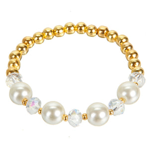 Pulsera Para Boda Con Perlas Marfil Oro