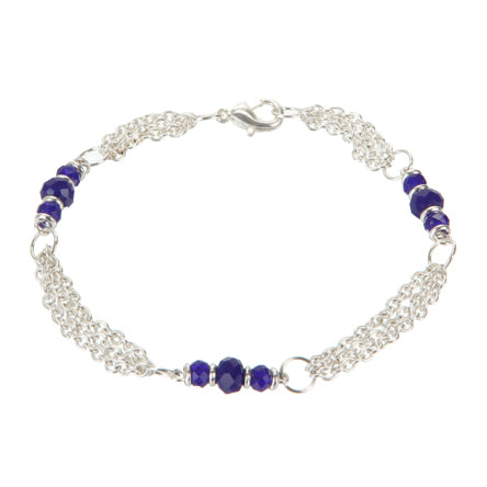 Pulsera Con Rondeles Azulesy Cadenas Plata