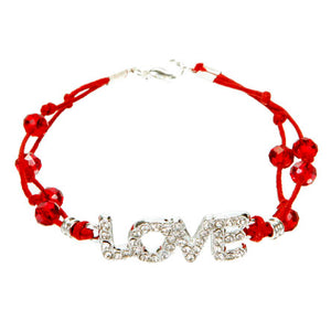 Pulsera Love Con Cristales Rojos