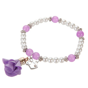 Pulsera Con Perlas Y Dijes De Corona Y Rosa