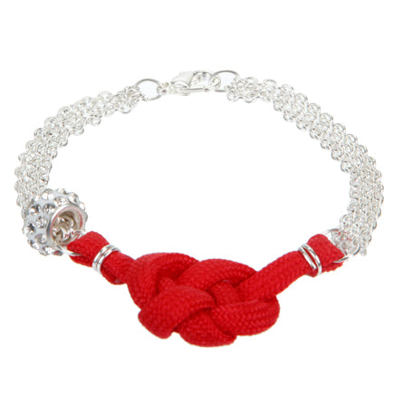 Pulsera De Cadena Con Tejido De Corazón.