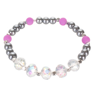 Pulsera De Perlas Gris/Fiusha