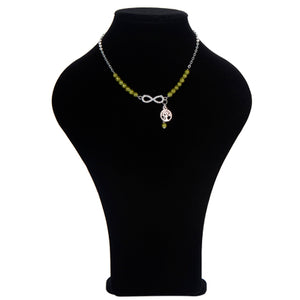 Collar De Perlas Verdes Con Dije Infinito Y Árbol