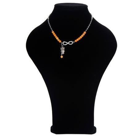 Collar Naranja Con Dije Infinito Y Búho