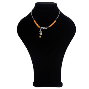 Collar Naranja Con Dije Infinito Y Búho