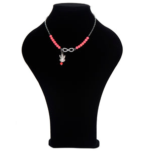 Collar Coral Con Dije Infinito Y De Ángel
