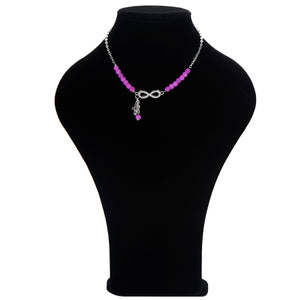Collar Morado Con Dije Infinito Y Cruz Plata