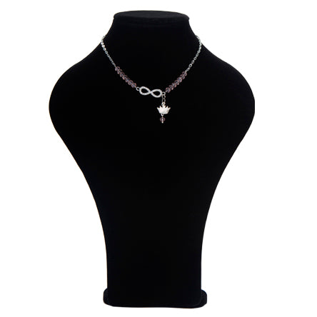 Collar De Cristales Rosas Con Dije Infinito Y Corona