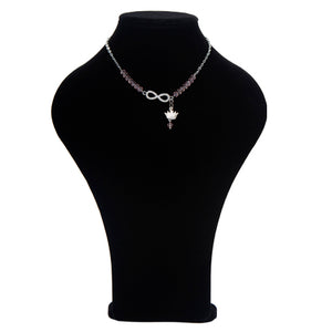 Collar De Cristales Rosas Con Dije Infinito Y Corona
