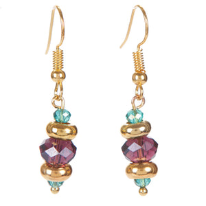 Aretes De Cristal Morado Y Jade