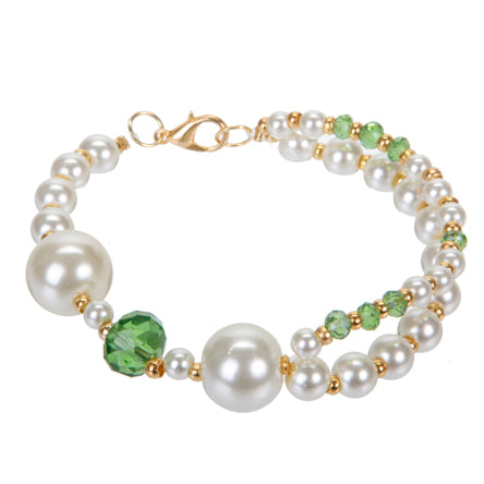 Pulsera De Perlas Y Cristales Verdes