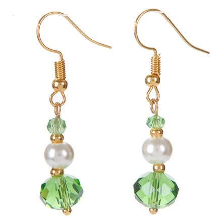 Aretes De Perla Con Cristal Verde Esmeralda