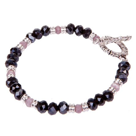 Pulsera De Rondel Negro/Lavanda