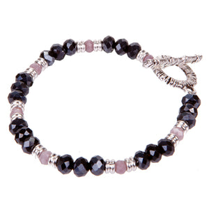 Pulsera De Rondel Negro/Lavanda