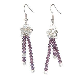Aretes De Rondeles Morados Y Cubos Plateados