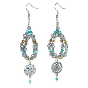 Aretes De Perlas Y Cristales Con Dije Mandala