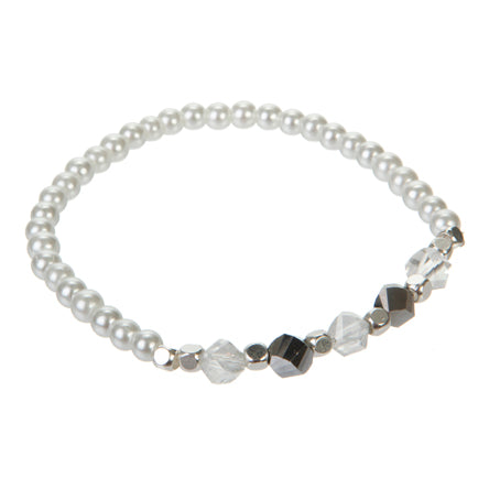 Pulsera De Perlas Con Cristales Moño