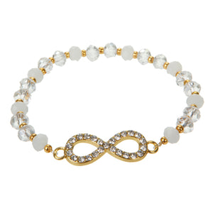 Pulsera Infinito Con Rondel Cristal Y Blanco