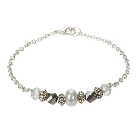 Pulsera De Cadena Con Cristal Moño Y Perla