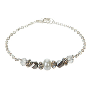 Pulsera De Cadena Con Cristal Moño Y Perla