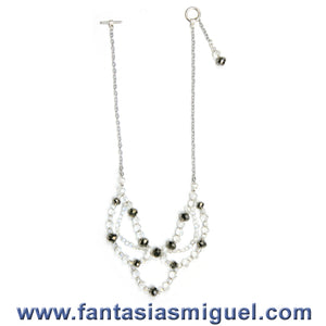Collar Con Cadena Cta. Rondel Cristal Plata