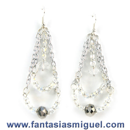 Aretes Cta. Rondel Cristal Plata