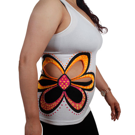 Blusa Flor Calada Decorada Con Pintura Textil