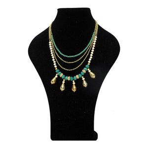 Collar Oro-Jade Con Gota Cristal